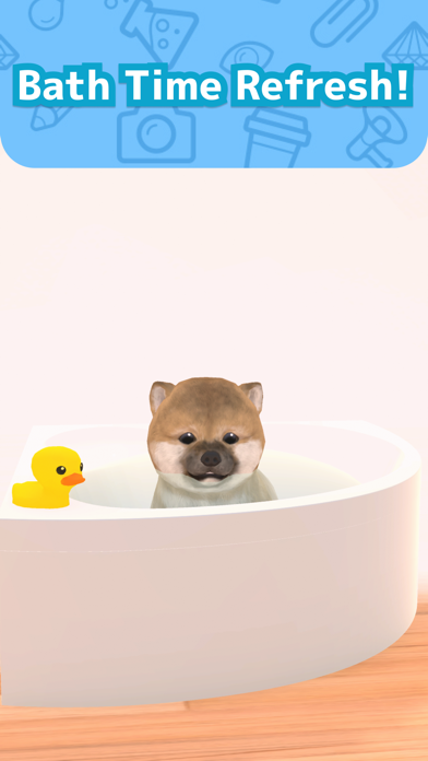 A Shiba Inu enjoying a bath